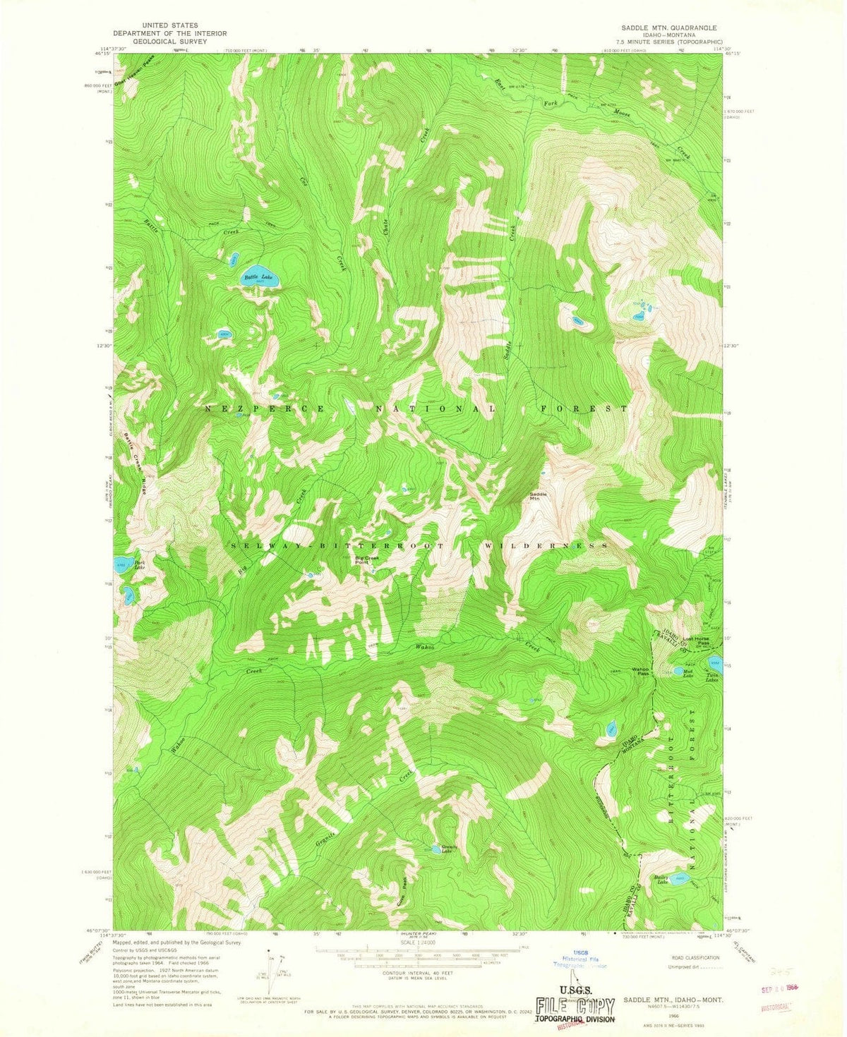 1966 Saddle MTN, ID - Idaho - USGS Topographic Map