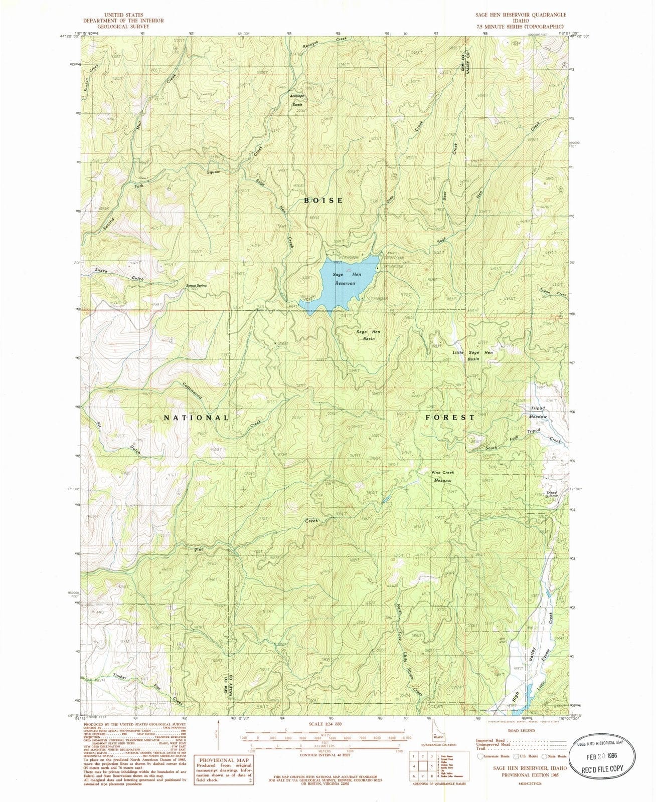 1985 Sage Hen Reservoir, ID - Idaho - USGS Topographic Map
