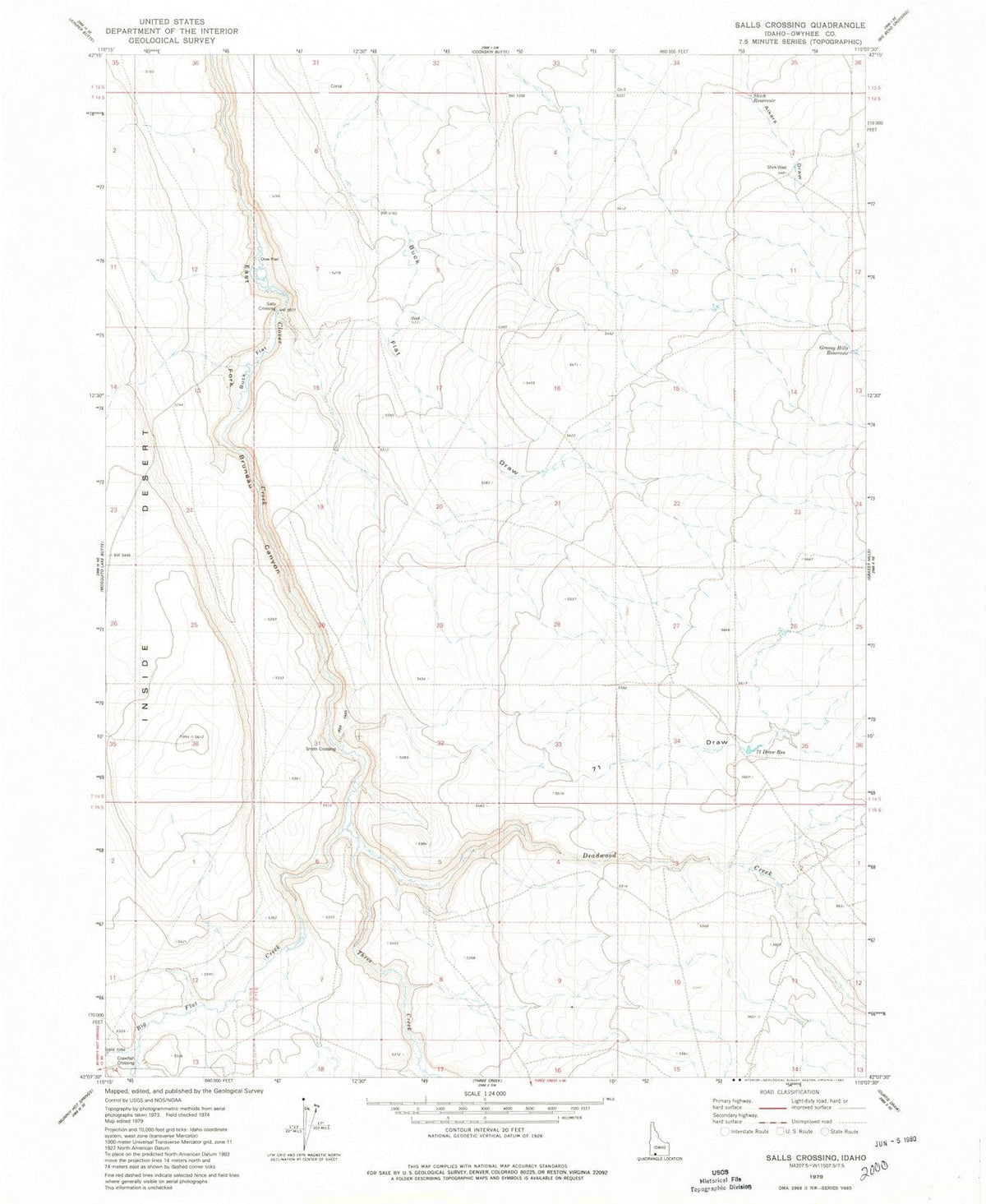 1979 Salls Crossing, ID - Idaho - USGS Topographic Map