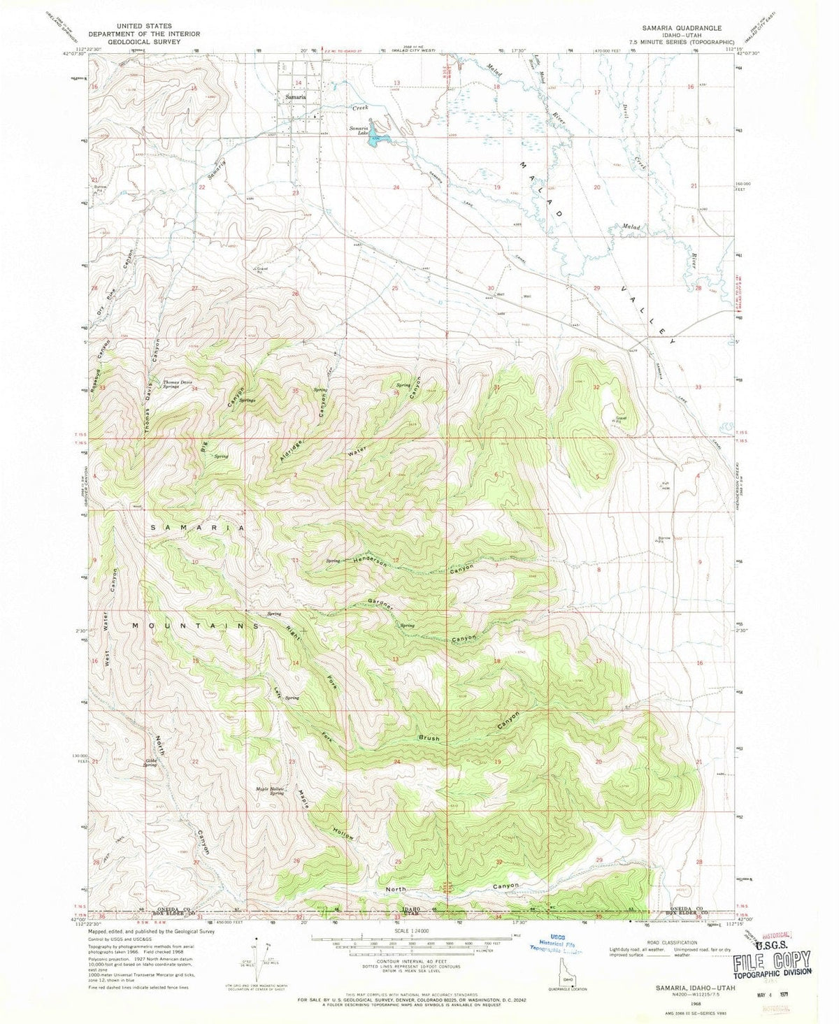 1968 Samaria, ID - Idaho - USGS Topographic Map