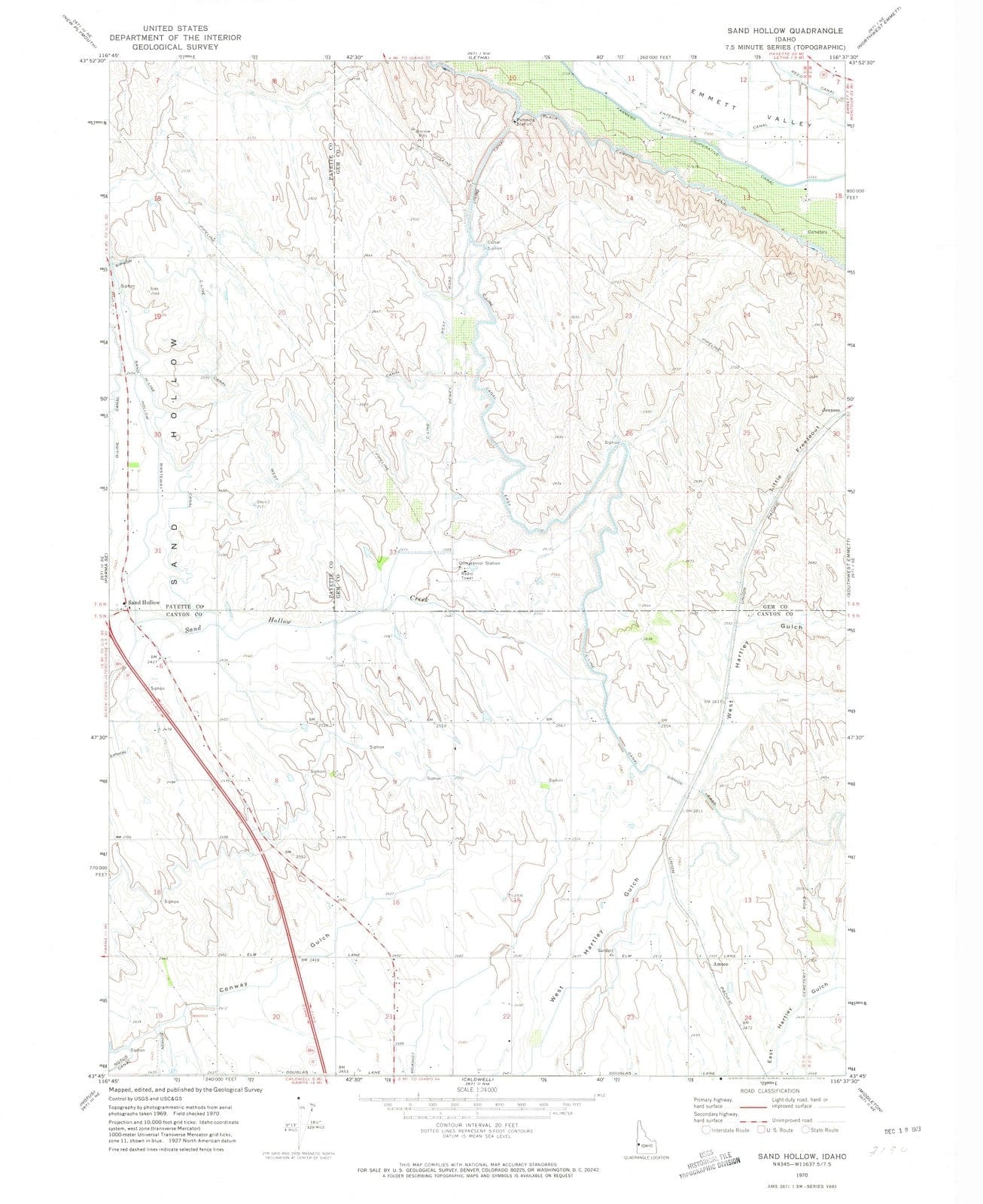 1970 Sand Hollow, ID - Idaho - USGS Topographic Map