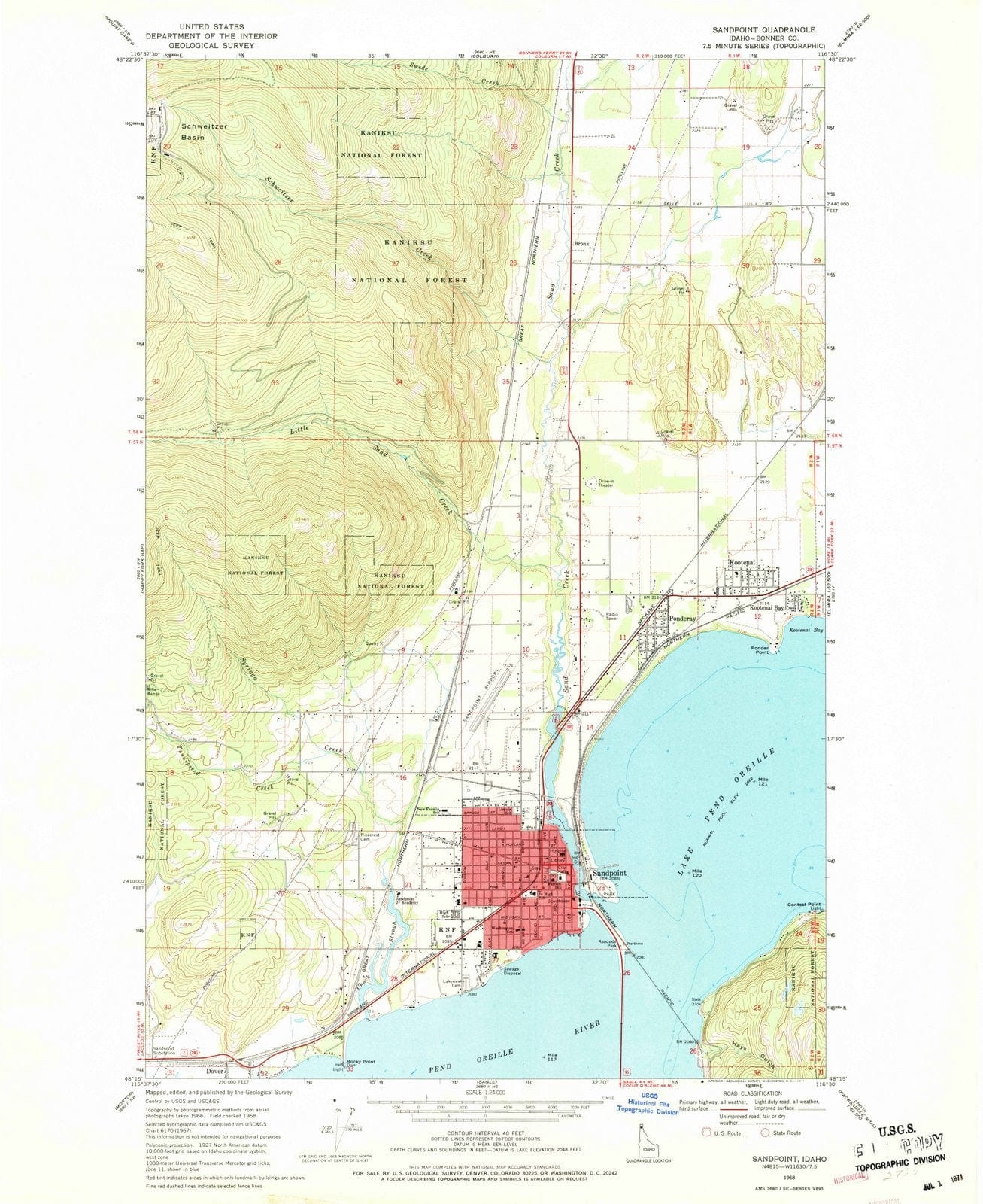1968 Sandpoint, ID - Idaho - USGS Topographic Map
