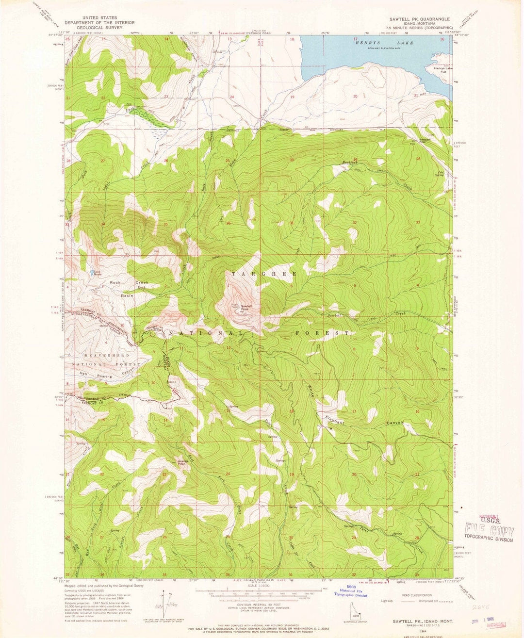 1964 Sawtell PK, ID - Idaho - USGS Topographic Map