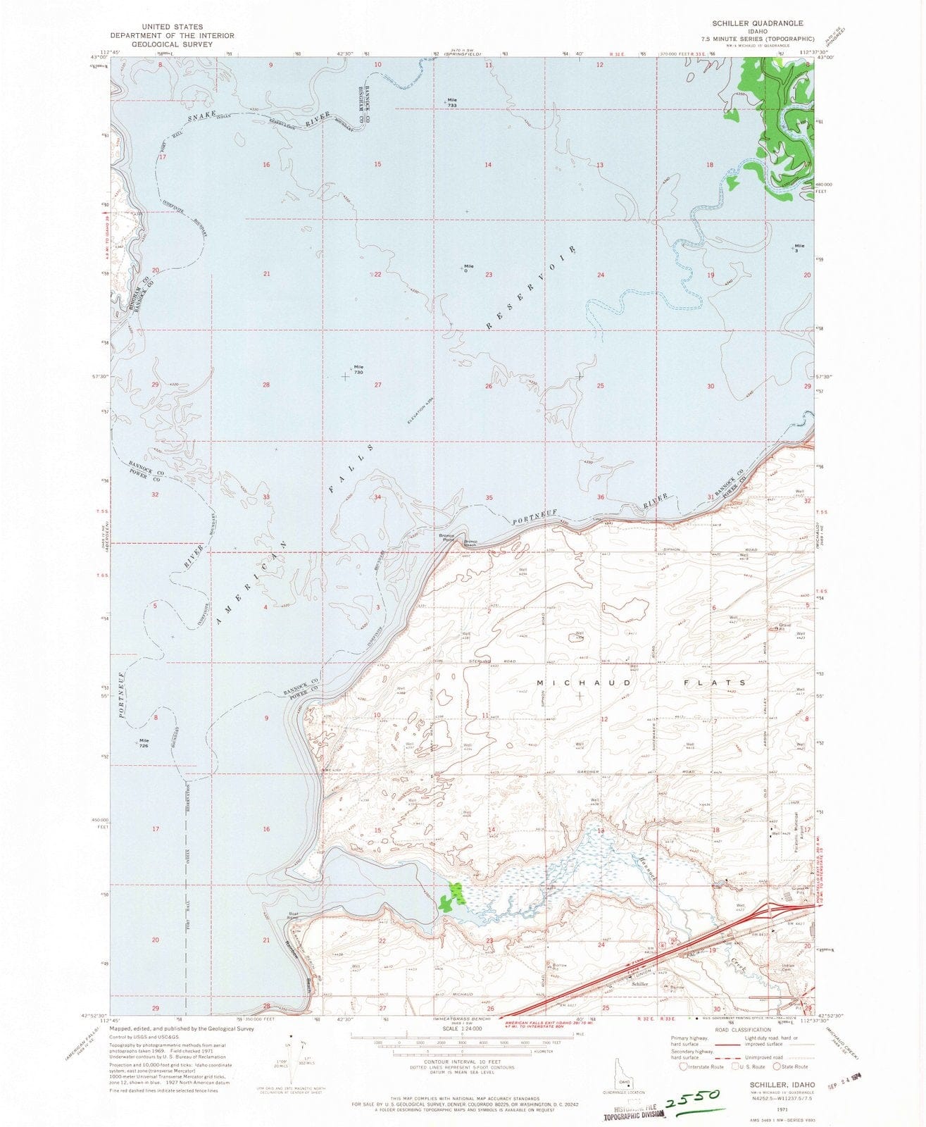 1971 Schiller, ID - Idaho - USGS Topographic Map