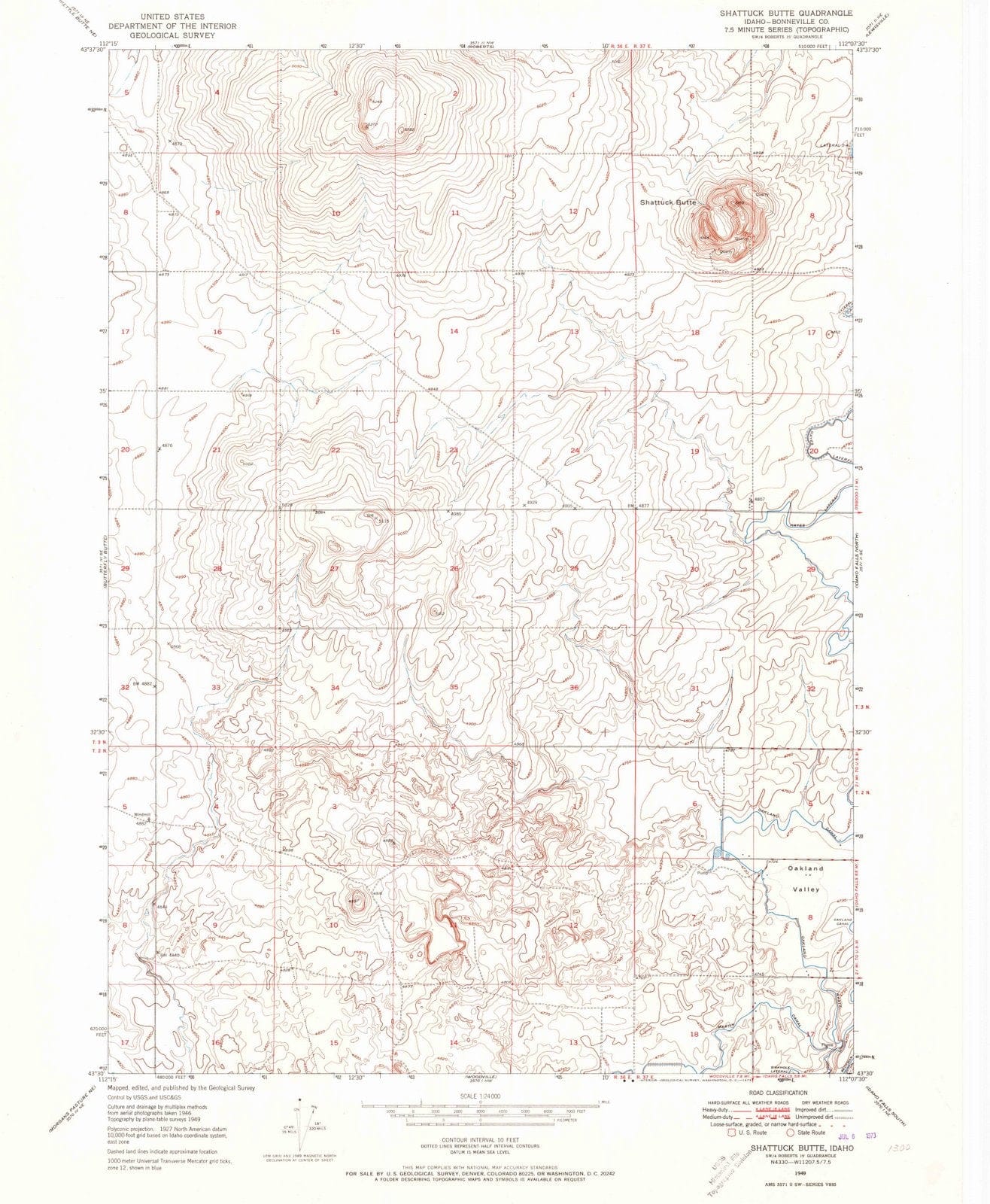 1949 Shattuck Butte, ID - Idaho - USGS Topographic Map
