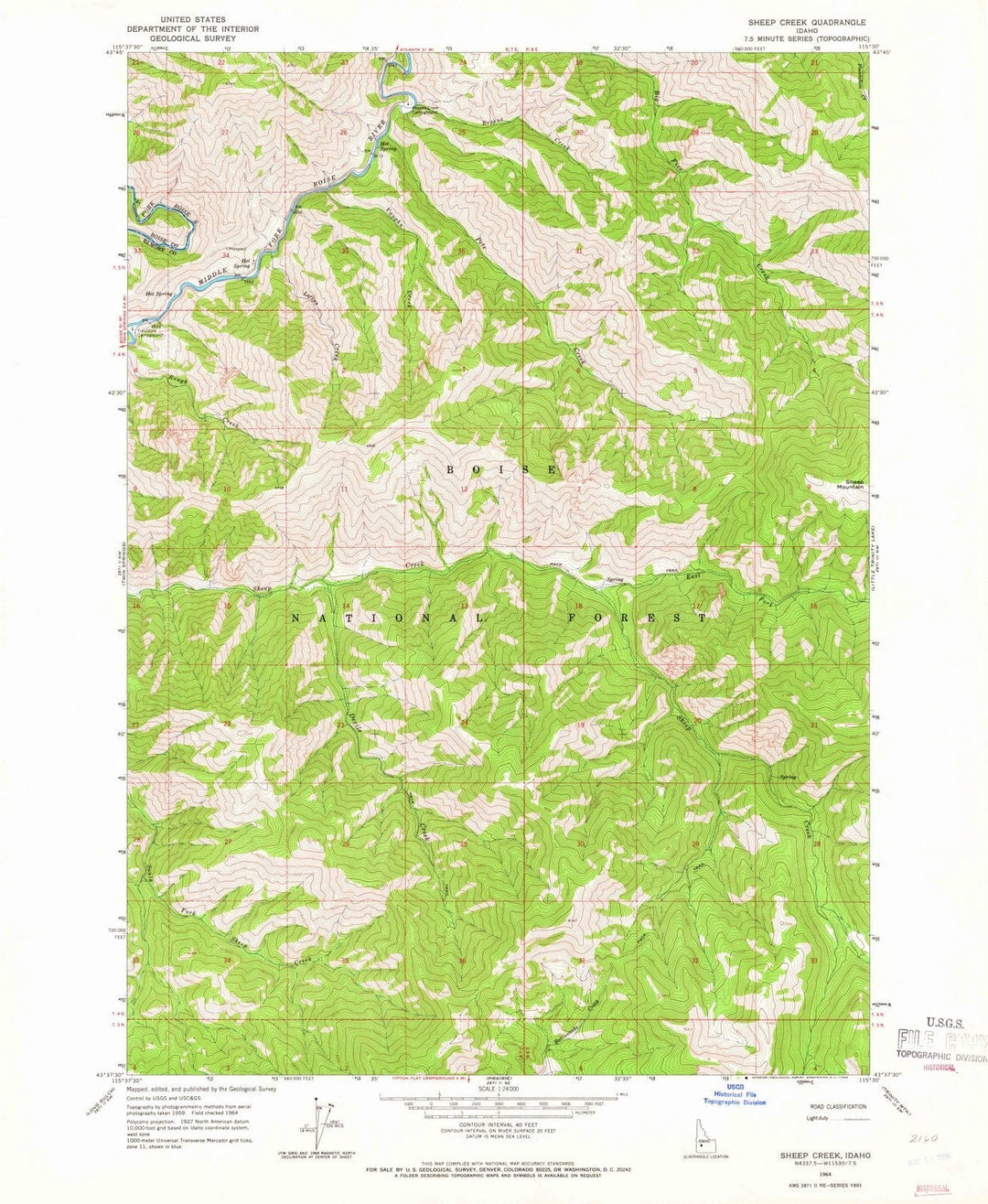 1964 Sheep Creek, ID - Idaho - USGS Topographic Map