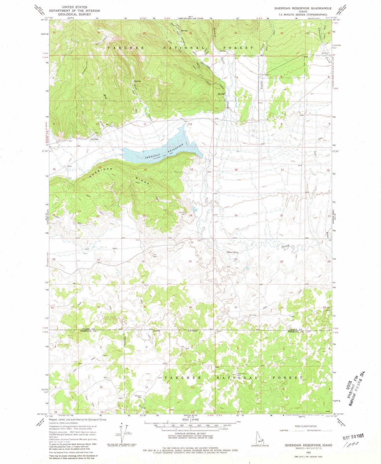 1965 Sheridan Reservoir, ID - Idaho - USGS Topographic Map