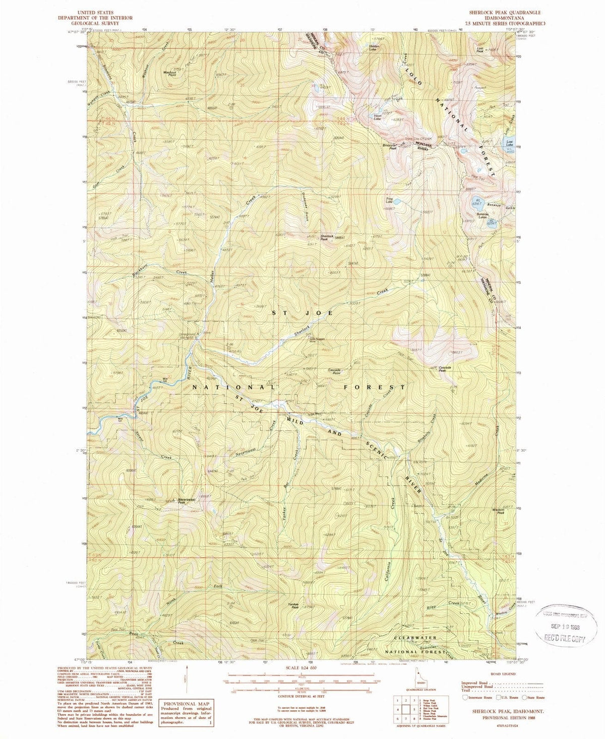 1988 Sherlock Peak, ID - Idaho - USGS Topographic Map