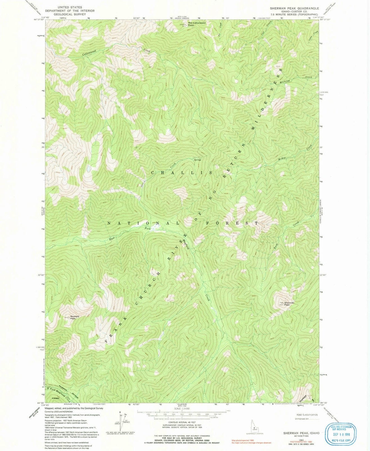 1963 Sherman Peak, ID - Idaho - USGS Topographic Map