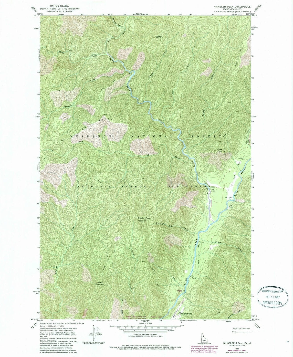 1966 Shissler Peak, ID - Idaho - USGS Topographic Map