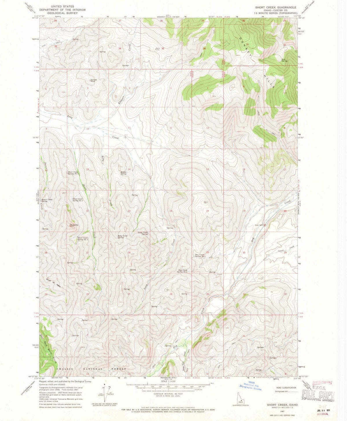 1967 Short Creek, ID - Idaho - USGS Topographic Map