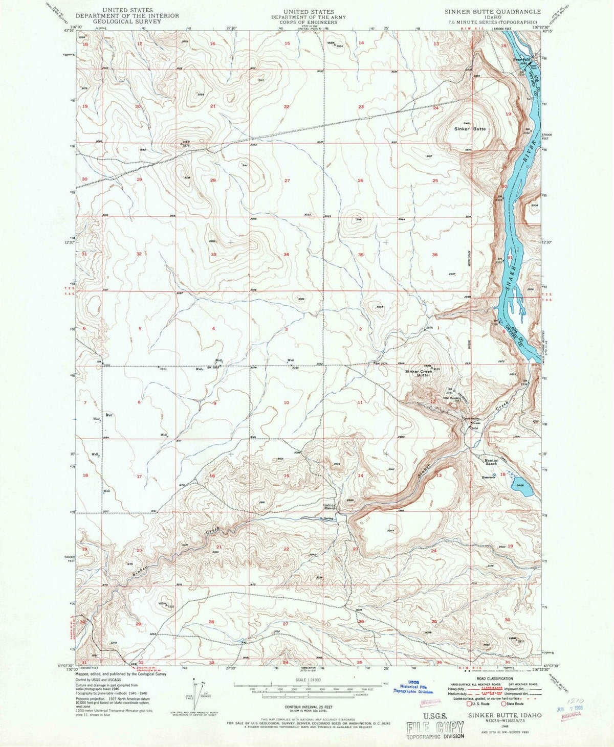 1948 Sinker Butte, ID - Idaho - USGS Topographic Map