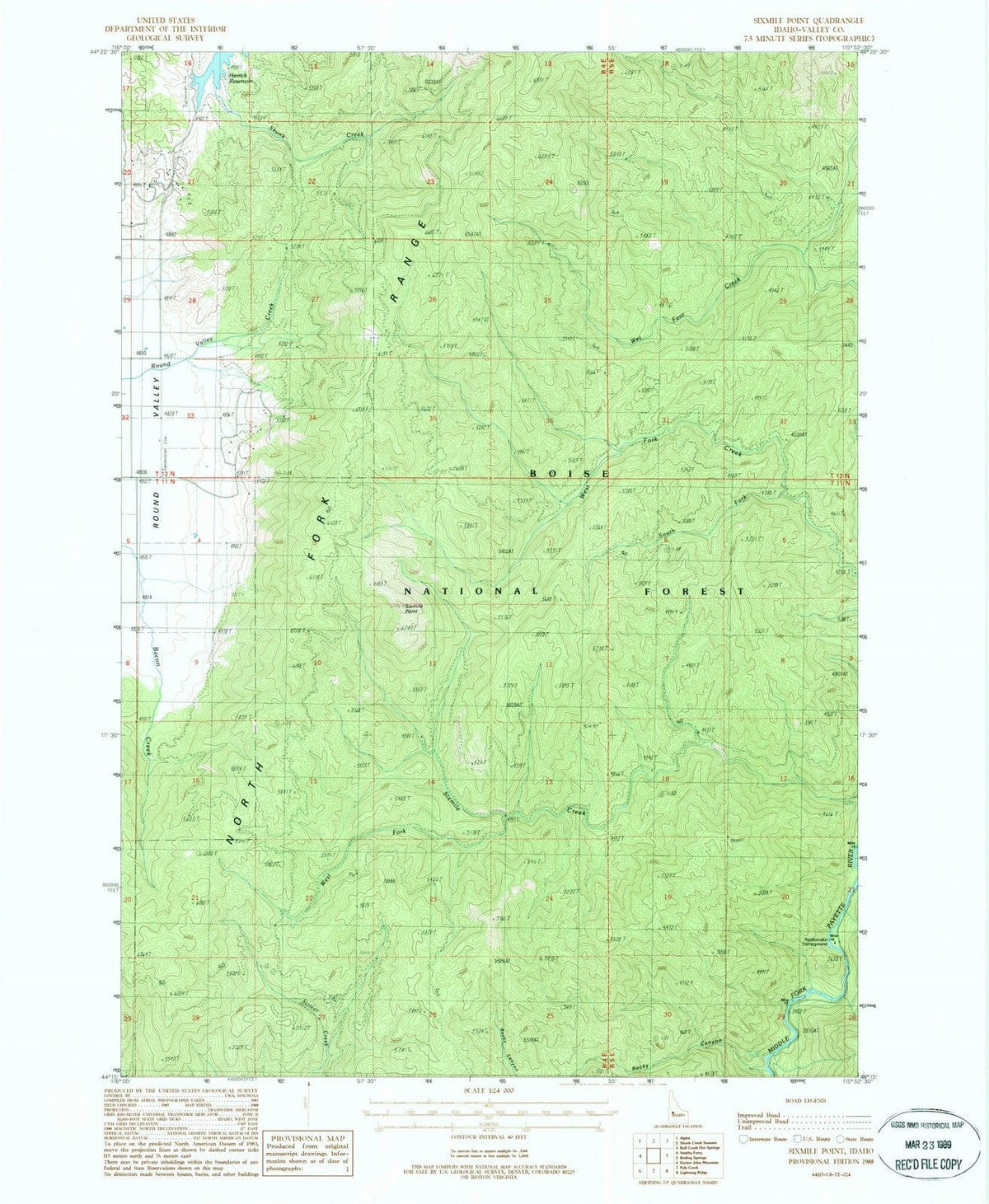 1988 Sixmile Point, ID - Idaho - USGS Topographic Map
