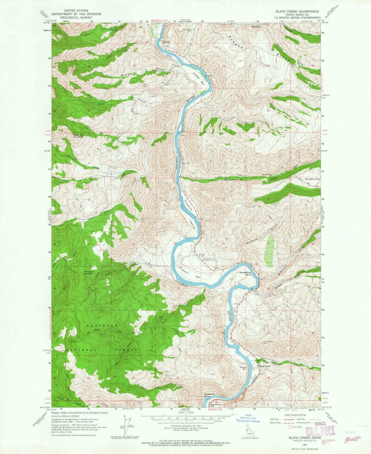 1963 Slate Creek, ID - Idaho - USGS Topographic Map