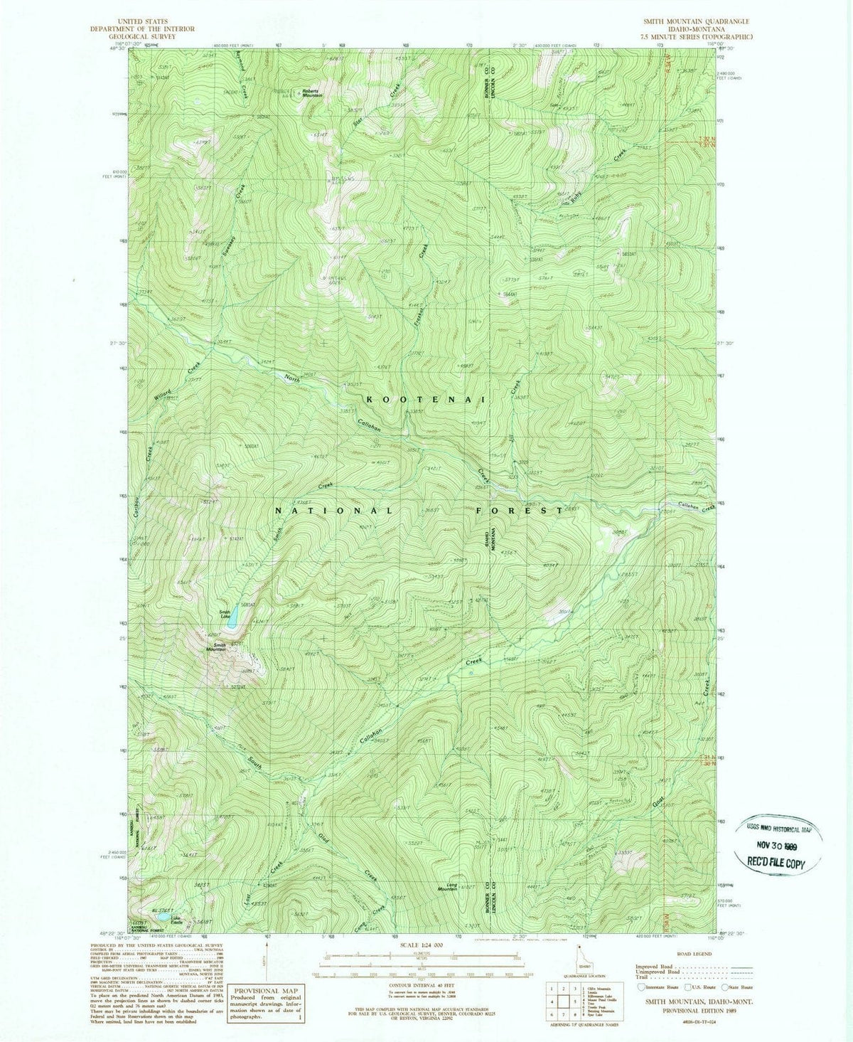 1989 Smith Mountain, ID - Idaho - USGS Topographic Map