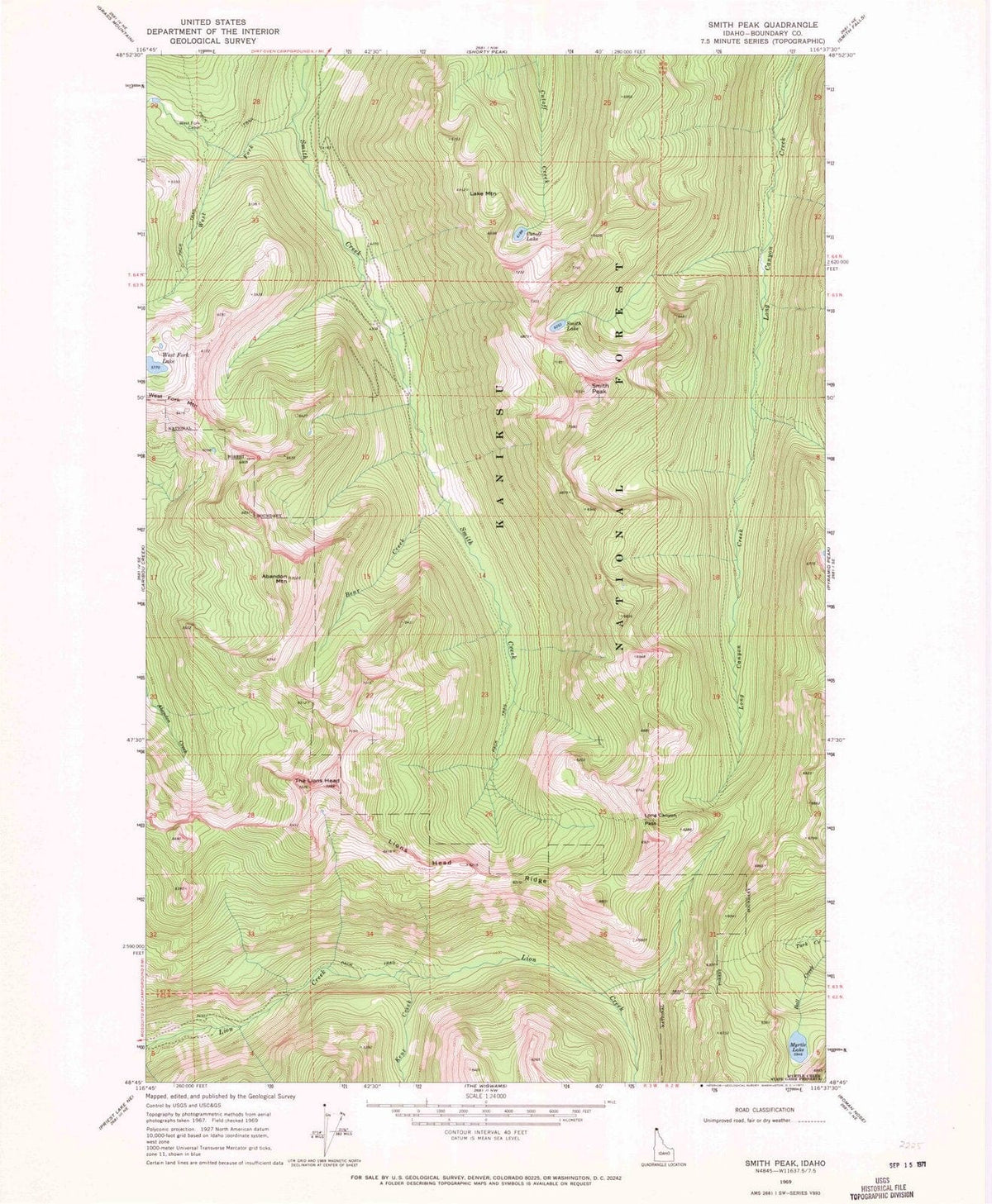 1969 Smith Peak, ID - Idaho - USGS Topographic Map