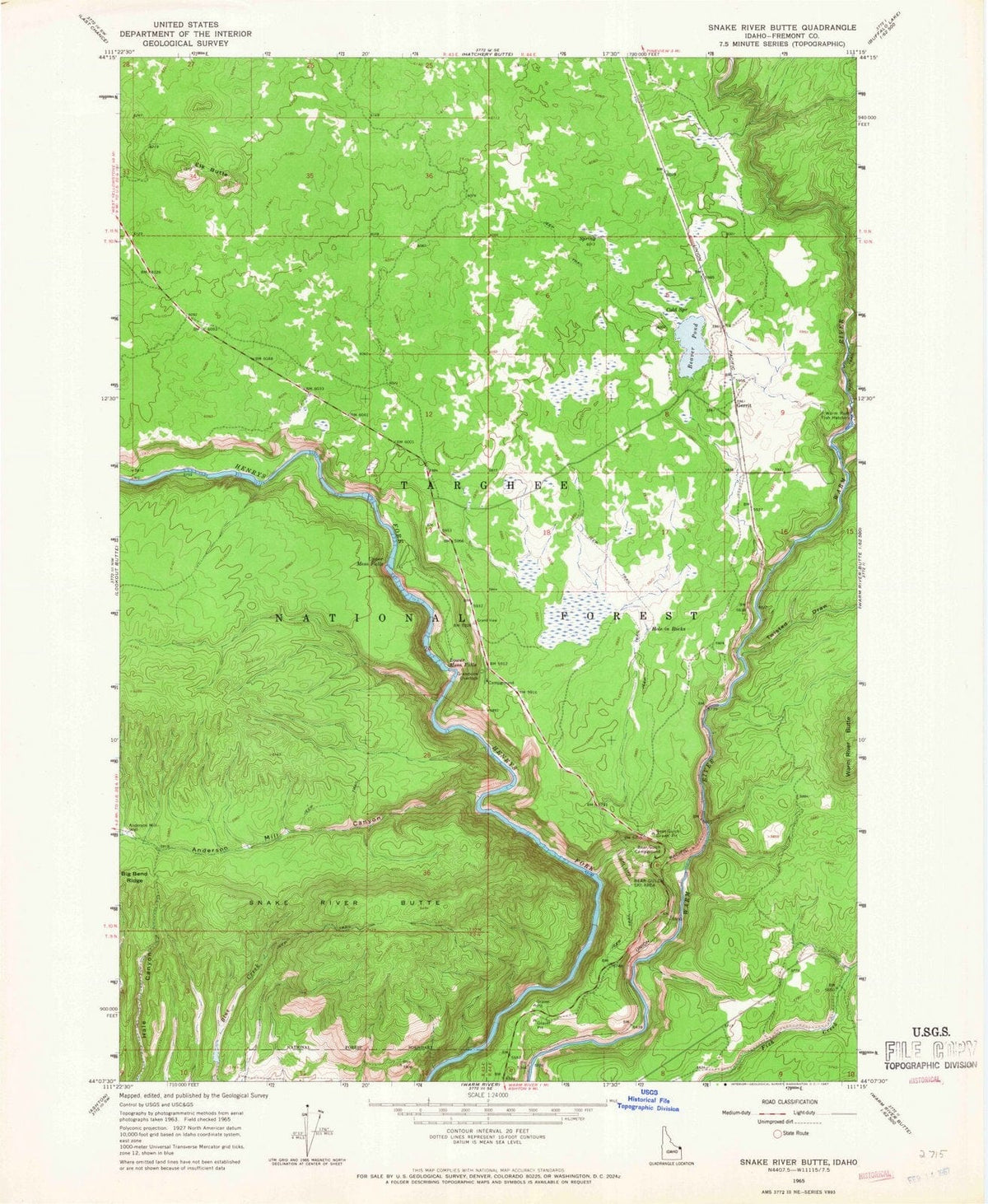 1965 Snake River Butte, ID - Idaho - USGS Topographic Map