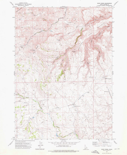 1972 Snow Creek, ID - Idaho - USGS Topographic Map