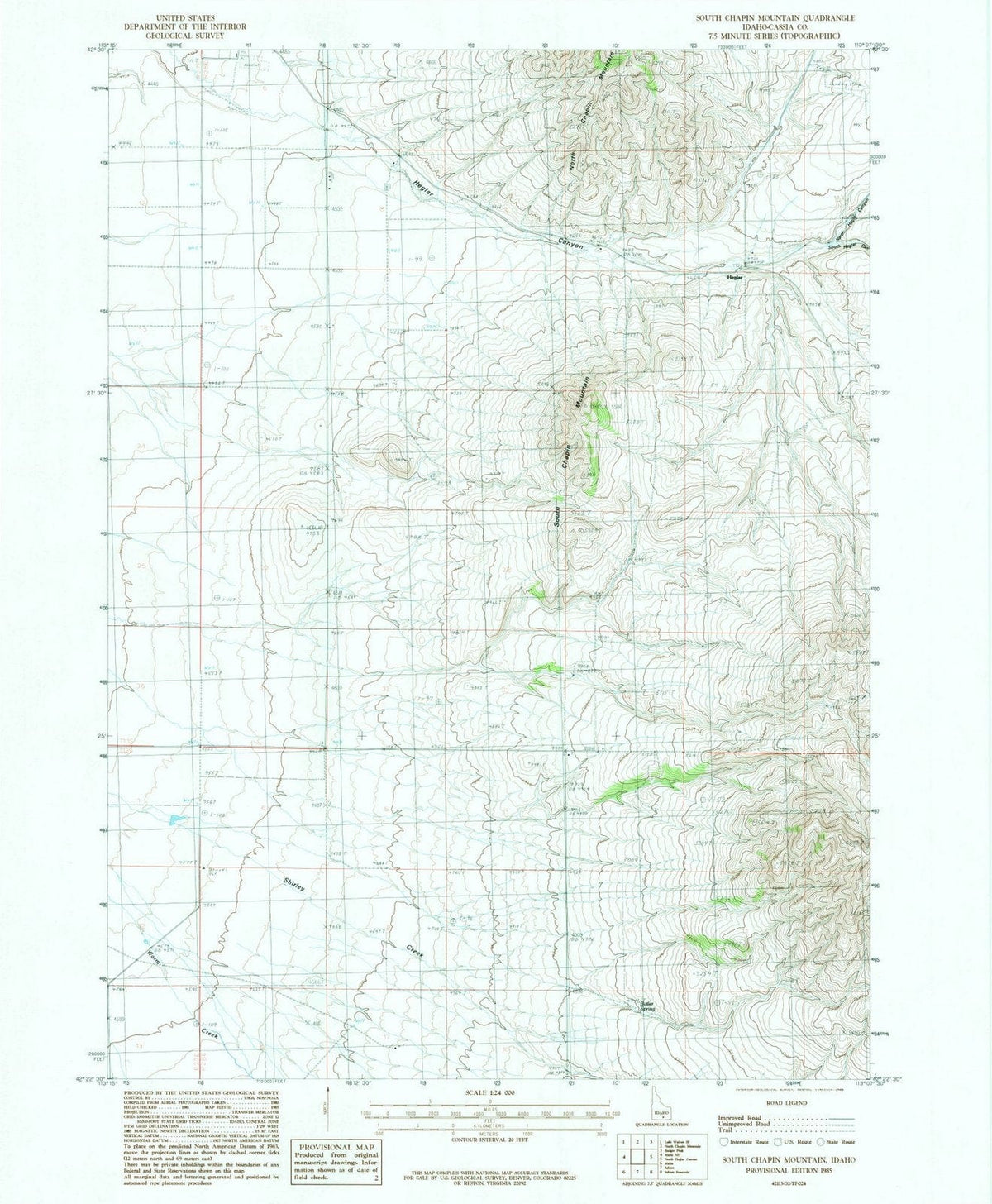1985 South Chapin Mountain, ID - Idaho - USGS Topographic Map