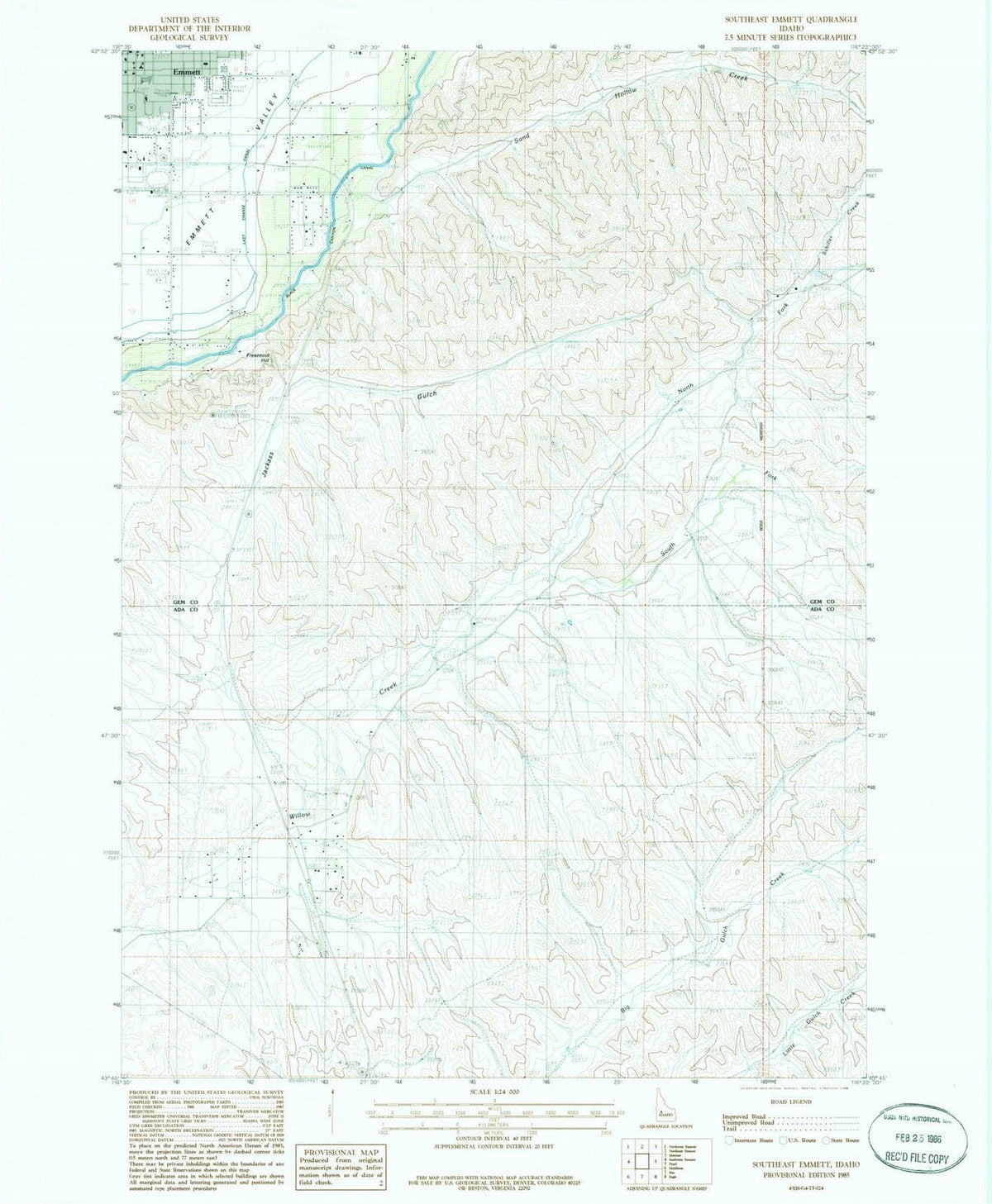1985 Southeast Emmett, ID - Idaho - USGS Topographic Map