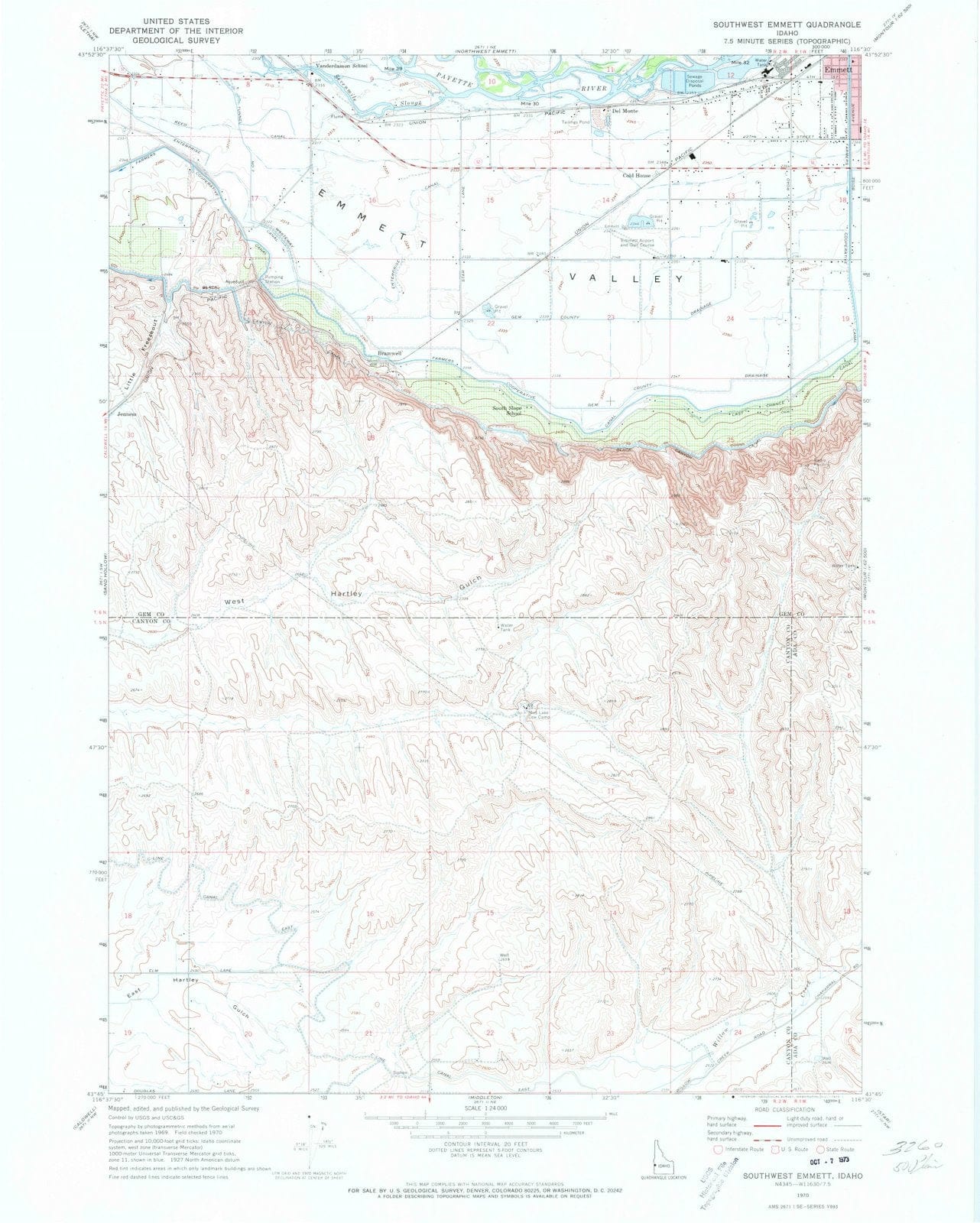 1970 Southwest Emmett, ID - Idaho - USGS Topographic Map