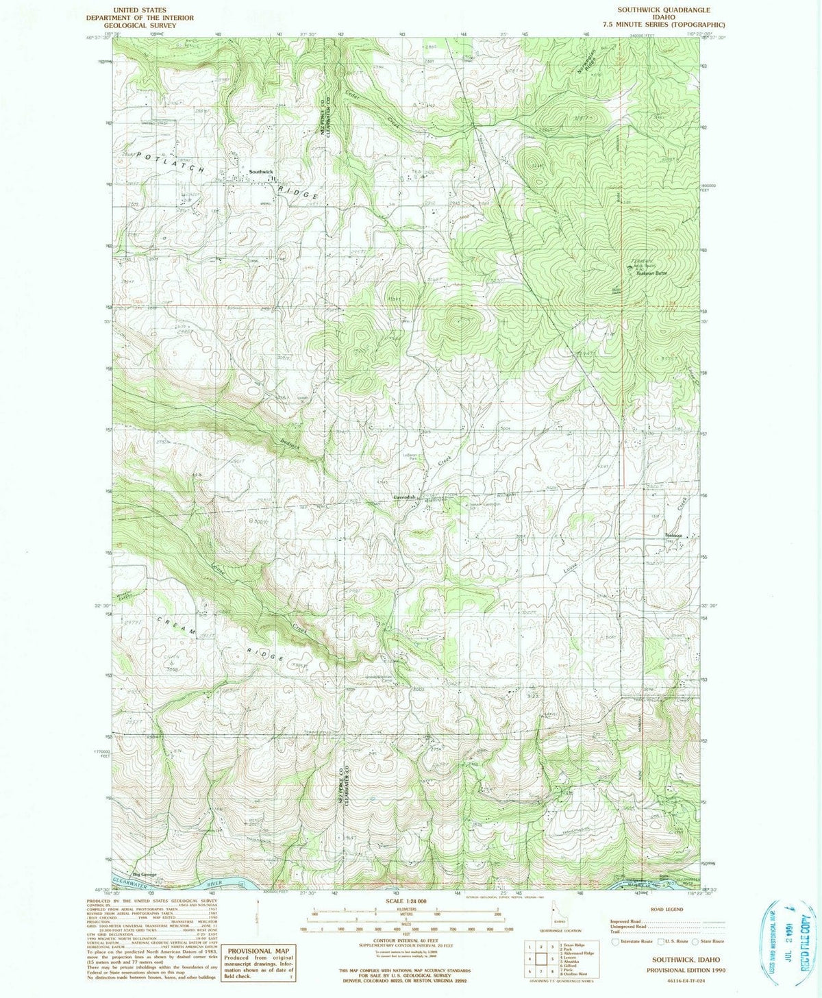 1990 Southwick, ID - Idaho - USGS Topographic Map