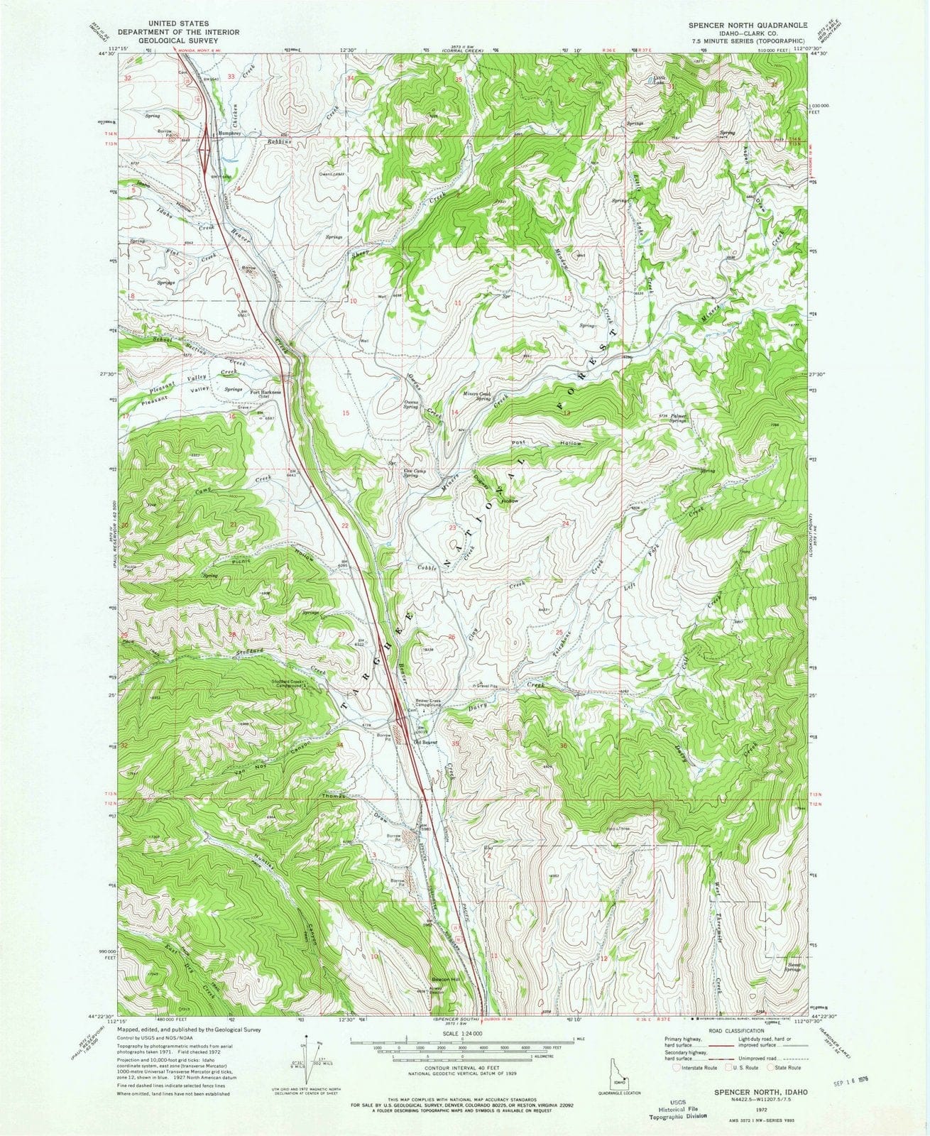 1972 Spencer North, ID - Idaho - USGS Topographic Map