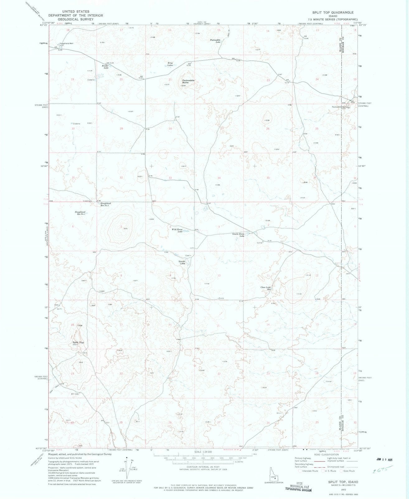 1972 Split Top, ID - Idaho - USGS Topographic Map