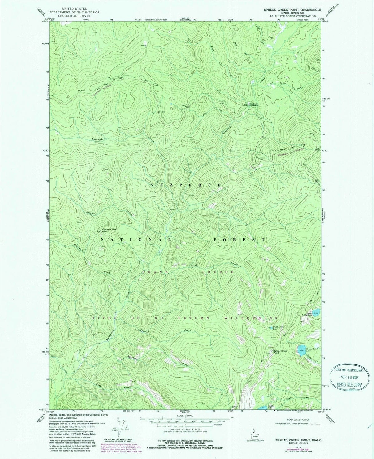 1978 Spread Creek Point, ID - Idaho - USGS Topographic Map