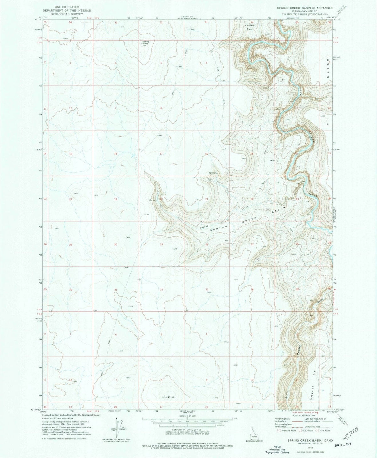 1973 Spring Creek Basin, ID - Idaho - USGS Topographic Map