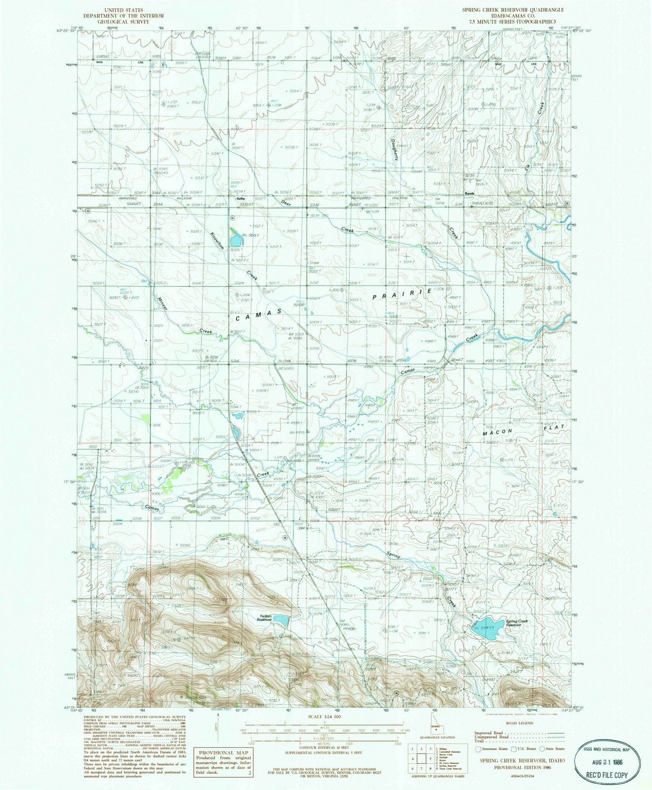 1986 Spring Creek Reservoir, ID - Idaho - USGS Topographic Map