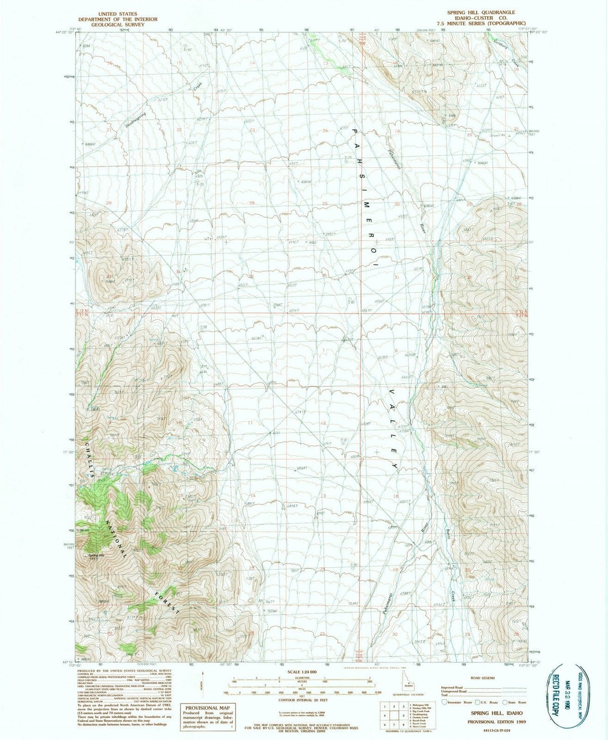 1989 Spring Hill, ID - Idaho - USGS Topographic Map