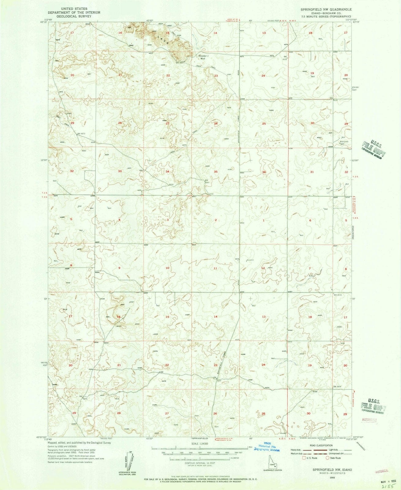 1955 Springfield, ID - Idaho - USGS Topographic Map