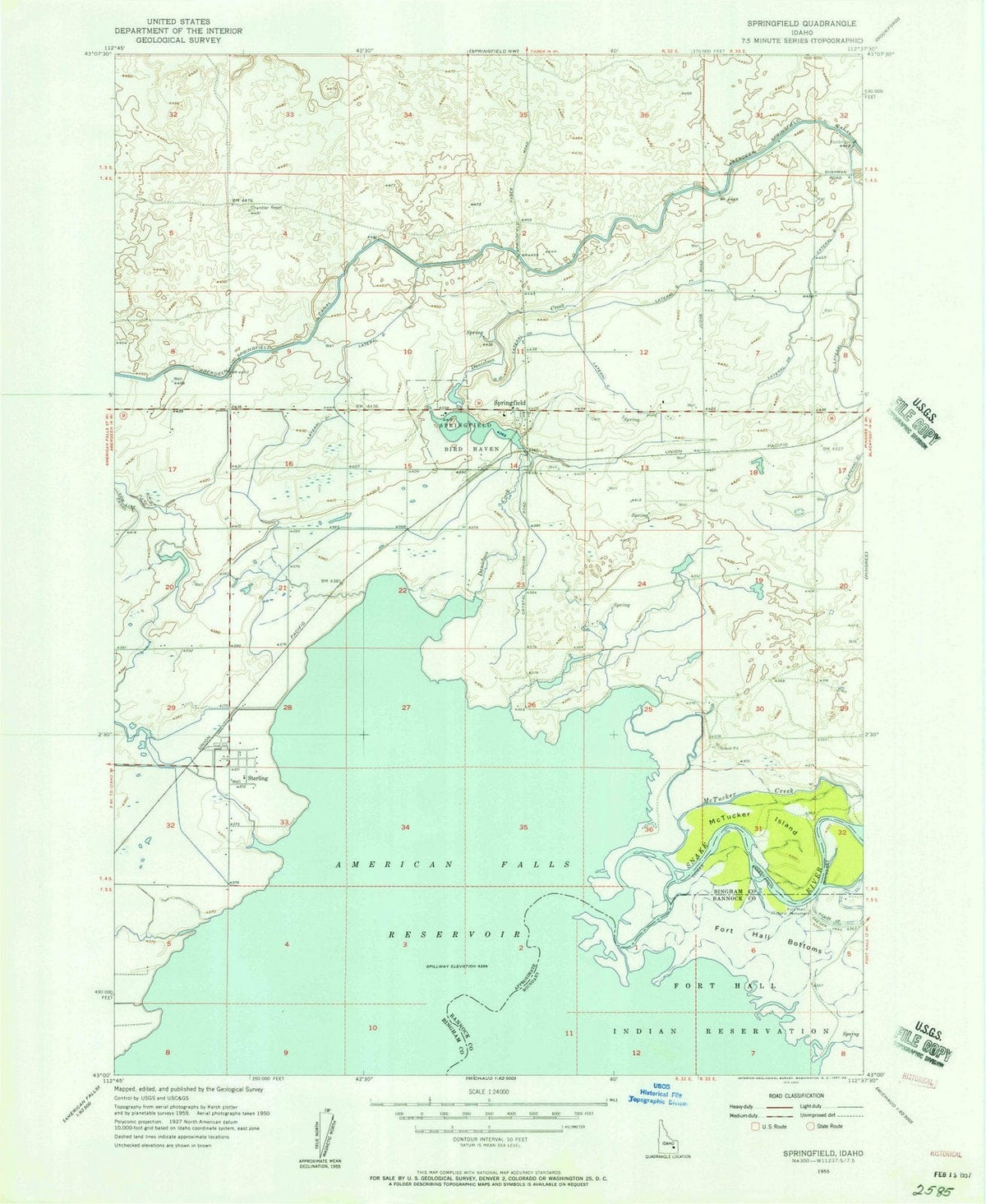 1955 Springfield, ID - Idaho - USGS Topographic Map v2