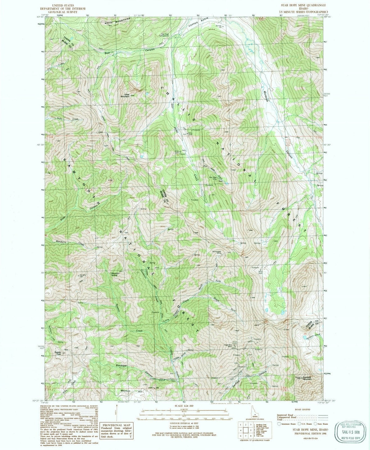 1991 Star Hope Mine, ID - Idaho - USGS Topographic Map