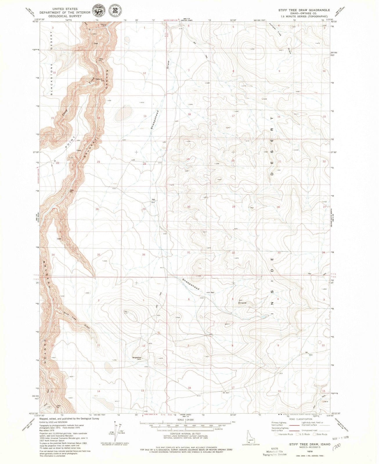 1979 Stiff Treeraw, ID - Idaho - USGS Topographic Map