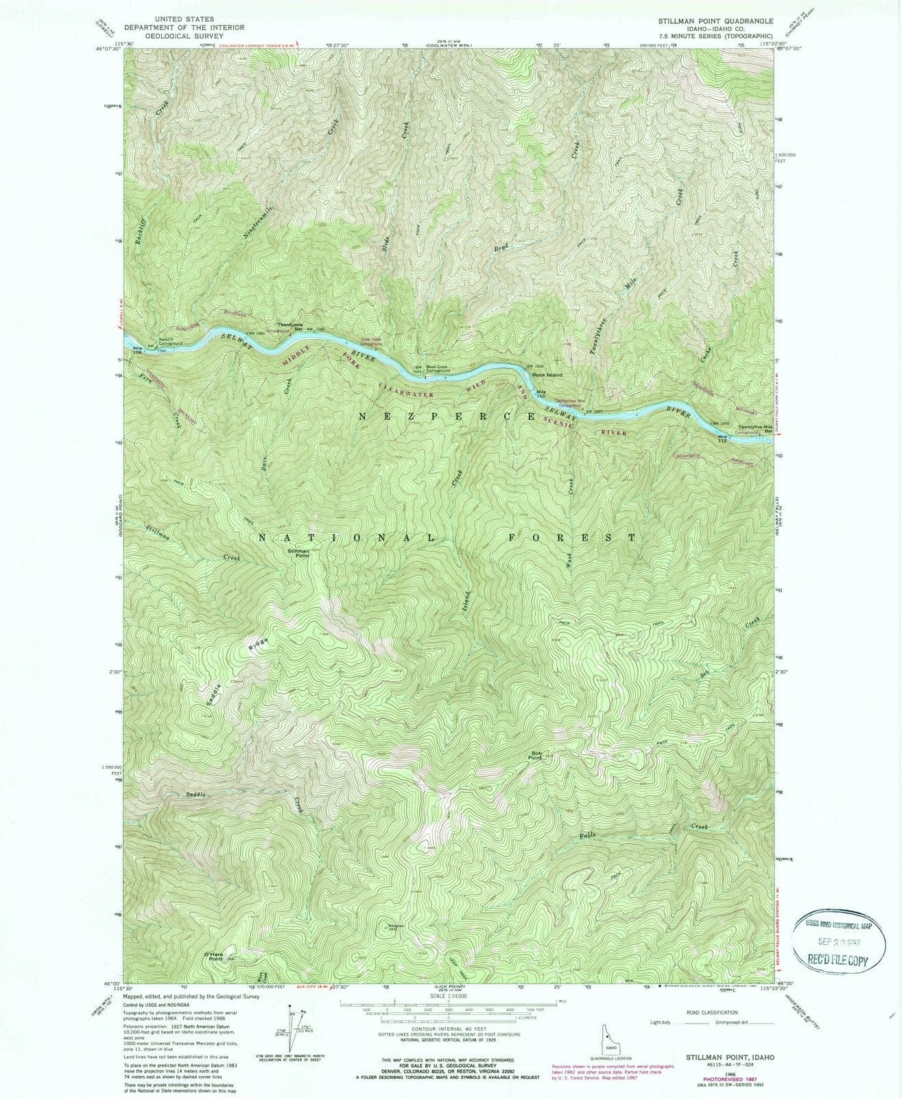 1966 Stillman Point, ID - Idaho - USGS Topographic Map
