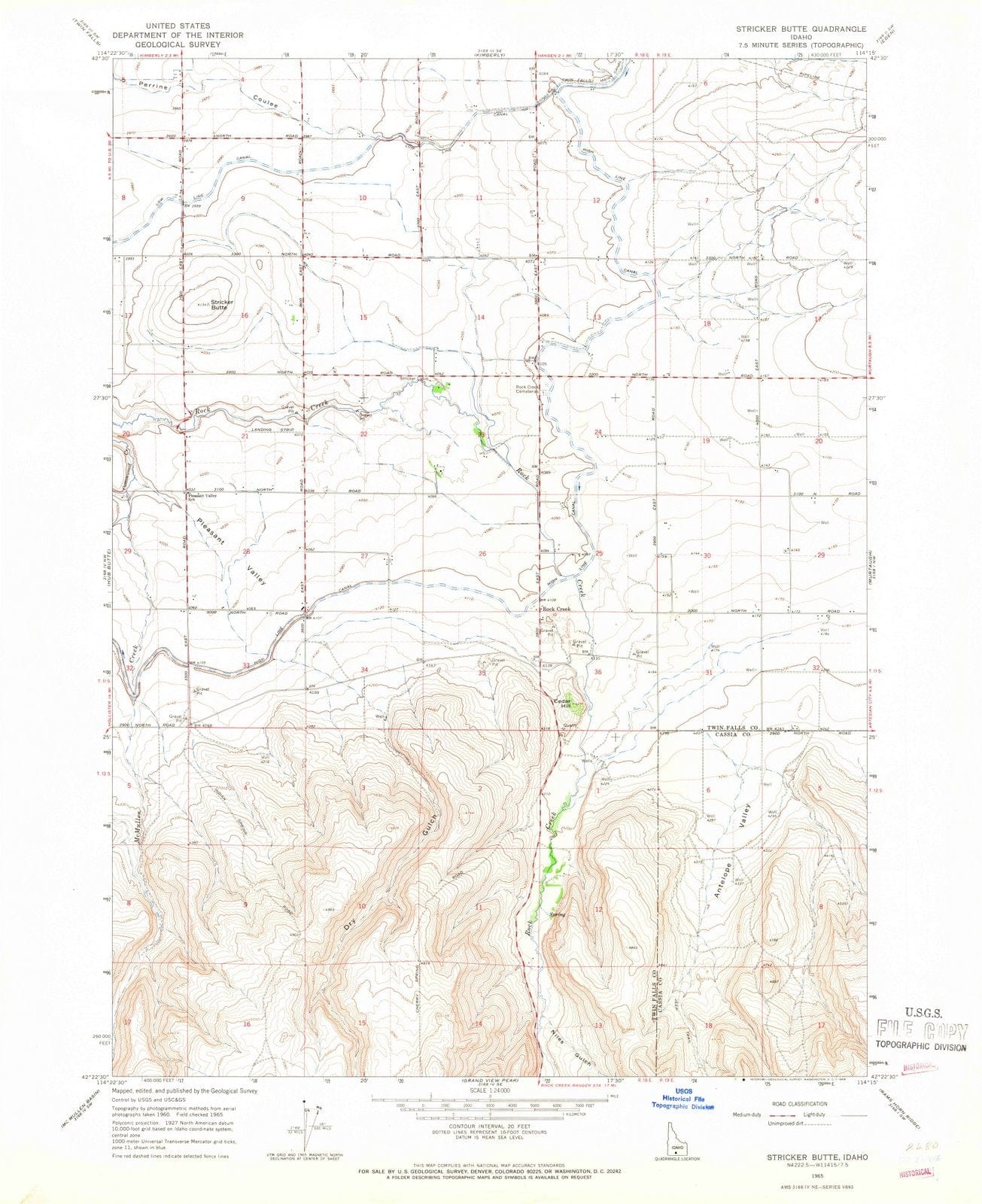 1965 Stricker Butte, ID - Idaho - USGS Topographic Map