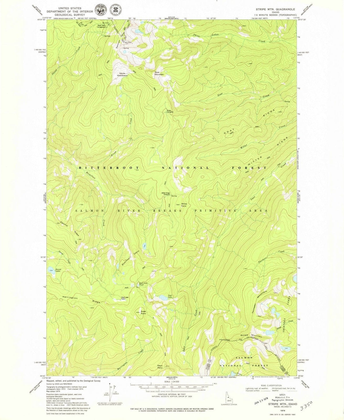1979 Stripe MTN, ID - Idaho - USGS Topographic Map