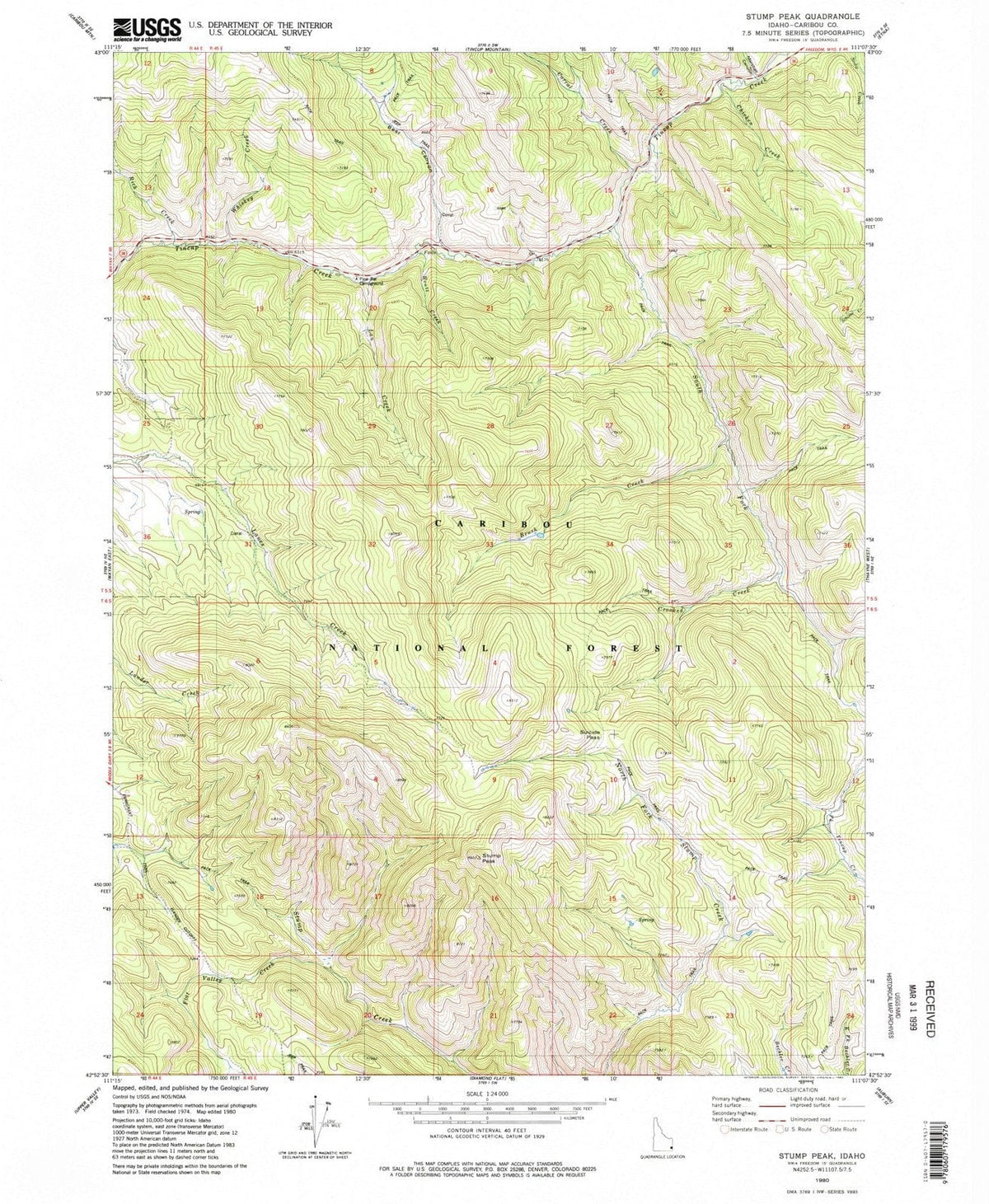 1980 Stump Peak, ID - Idaho - USGS Topographic Map