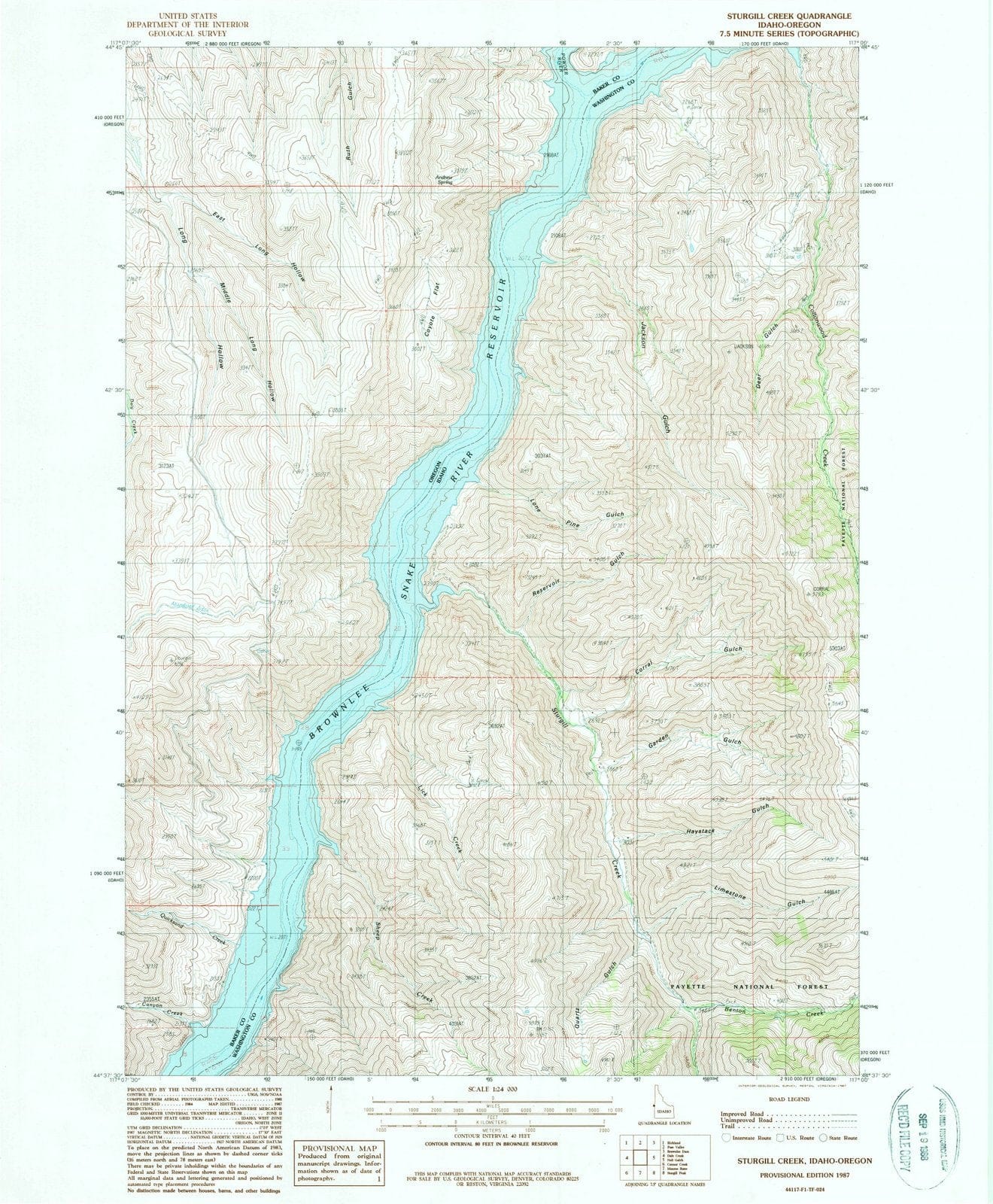 1987 Sturgill Creek, ID - Idaho - USGS Topographic Map