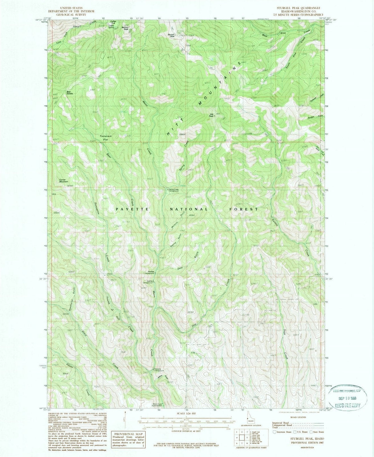1987 Sturgill Peak, ID - Idaho - USGS Topographic Map