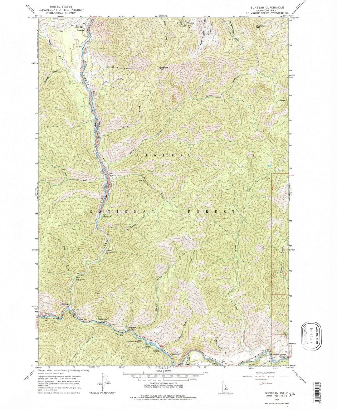 1964 Sunbeam, ID - Idaho - USGS Topographic Map