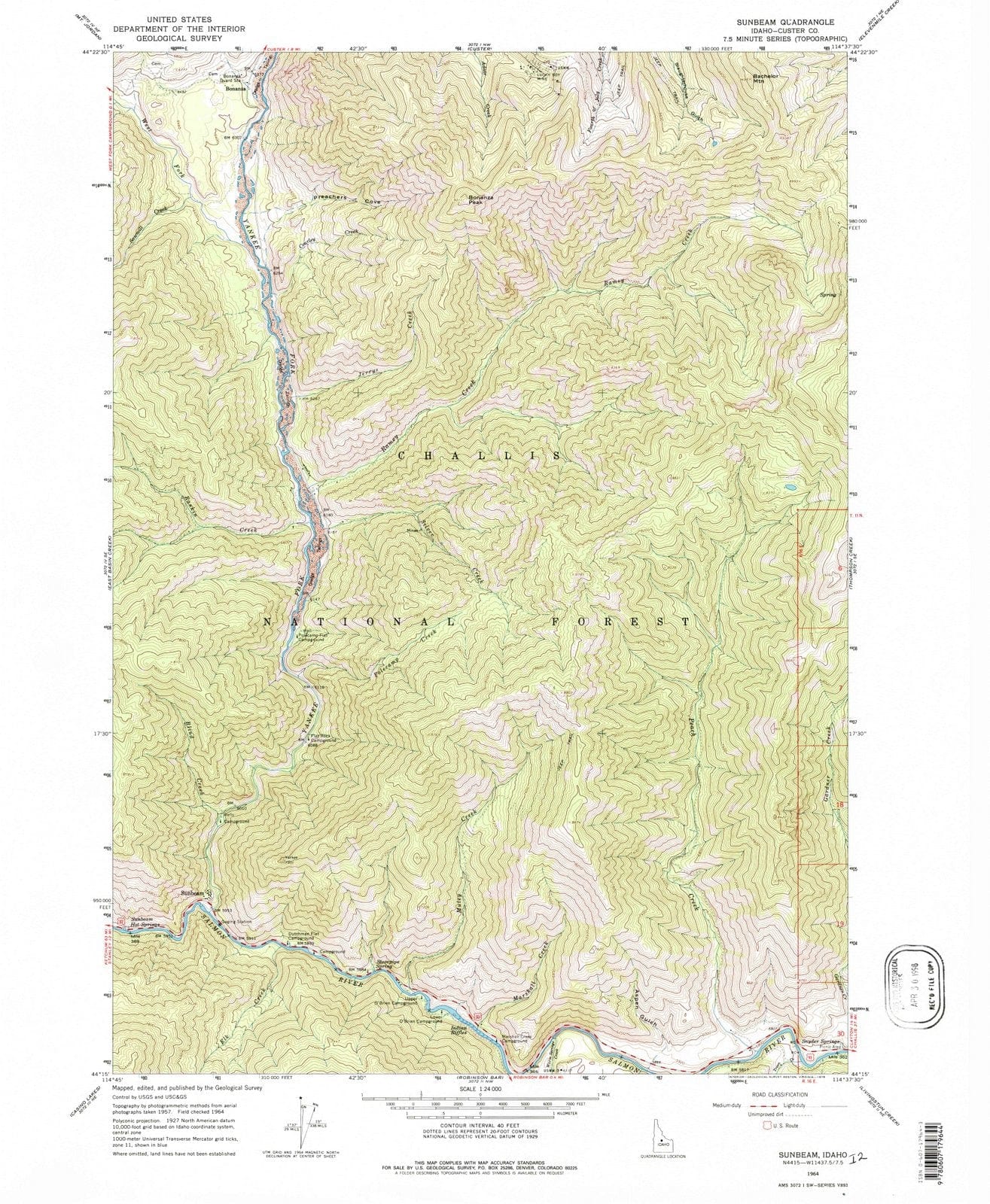 1964 Sunbeam, ID - Idaho - USGS Topographic Map