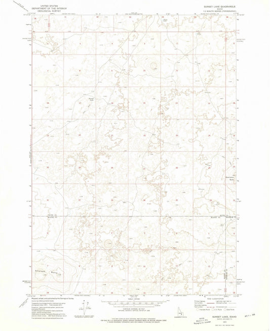 1972 Sunset Lake, ID - Idaho - USGS Topographic Map