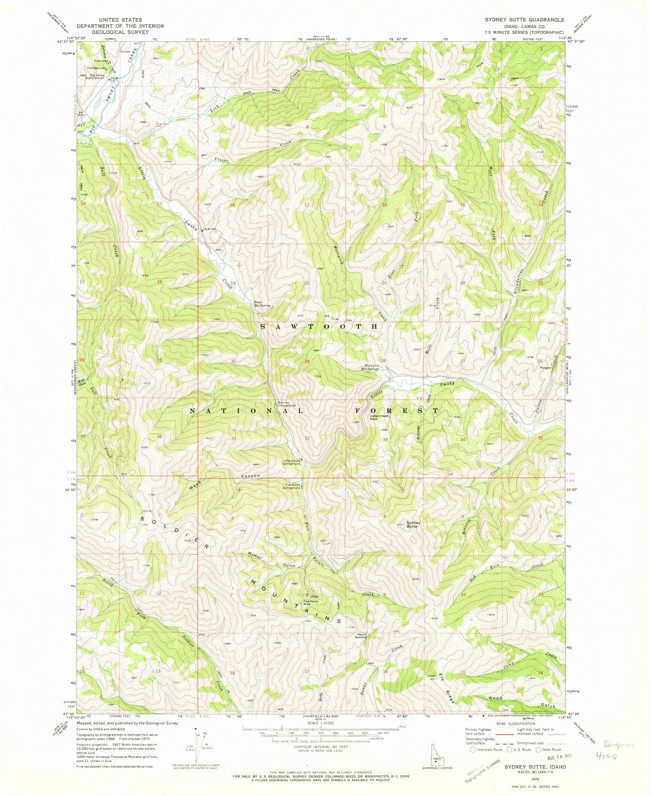 1970 Sydney Butte, ID - Idaho - USGS Topographic Map