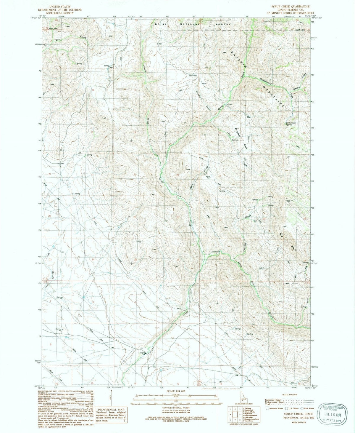 1990 Syrup Creek, ID - Idaho - USGS Topographic Map