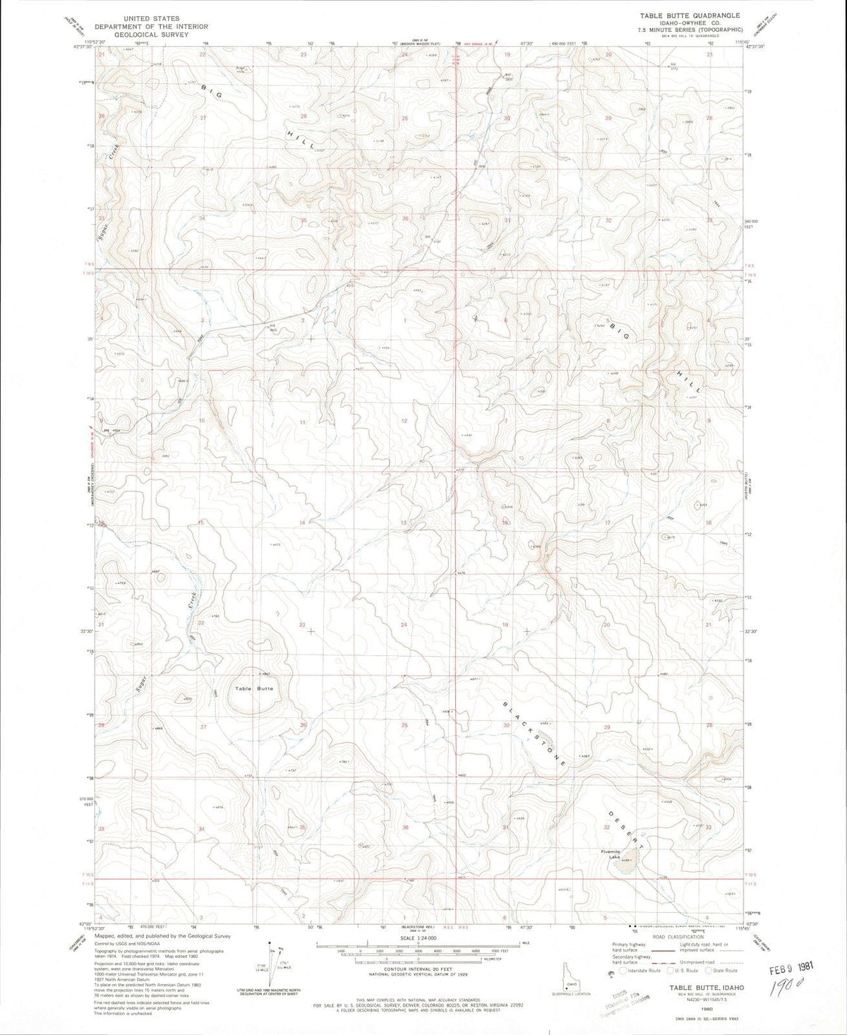 1980 Table Butte, ID - Idaho - USGS Topographic Map