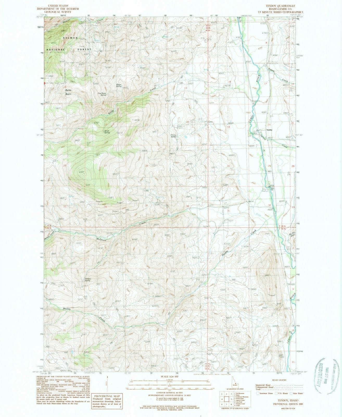 1989 Tendoy, ID - Idaho - USGS Topographic Map