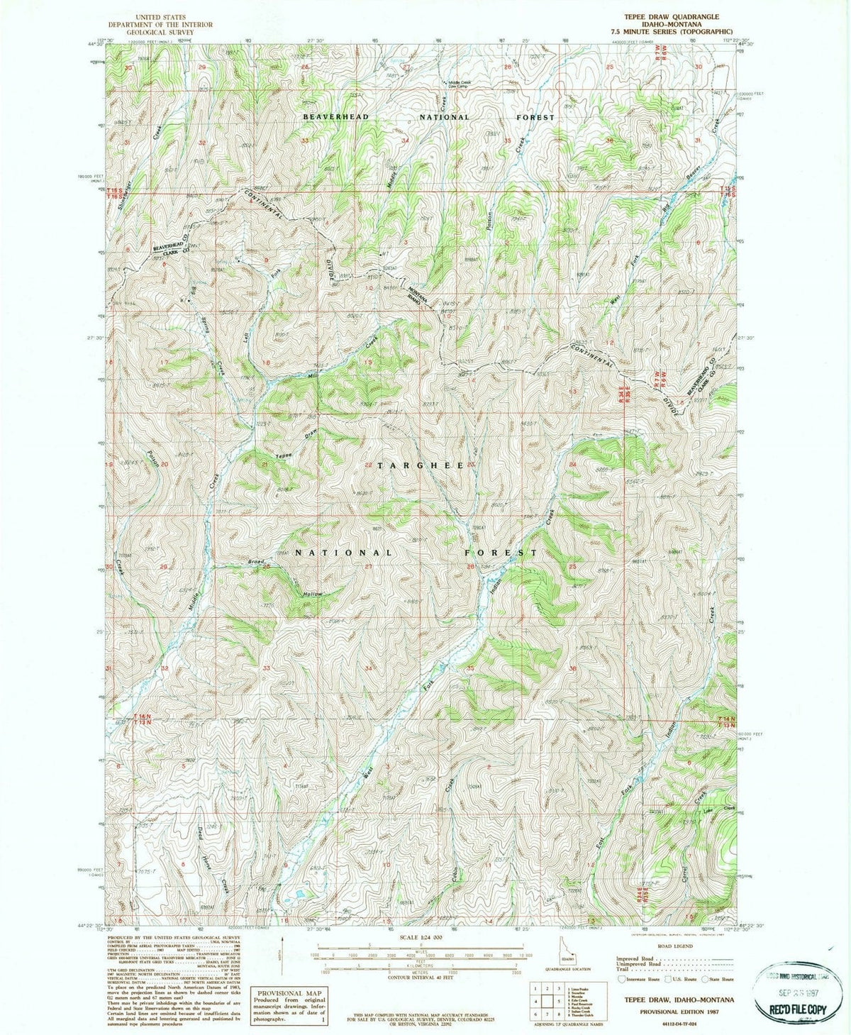 1987 Tepeeraw, ID - Idaho - USGS Topographic Map